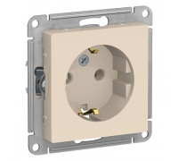 ATLASDESIGN КРЕМ розетка 1м. 16А, с/з, СУ, механизм