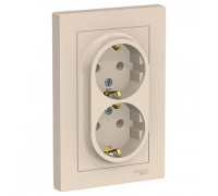 ATLASDESIGN КРЕМ розетка 2м. 16А, с/з, СУ, в сборе