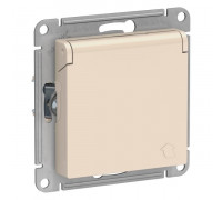 ATLASDESIGN КРЕМ розетка 1м. 16А, с/з, с крышкой