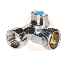 Кран шаровый никель трехпроходной 1/2"х3/4"х1/2" Н-Н-В VALTEC